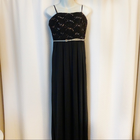 Black & Silver Spaghetti Strap Gown - Picture 1 of 6
